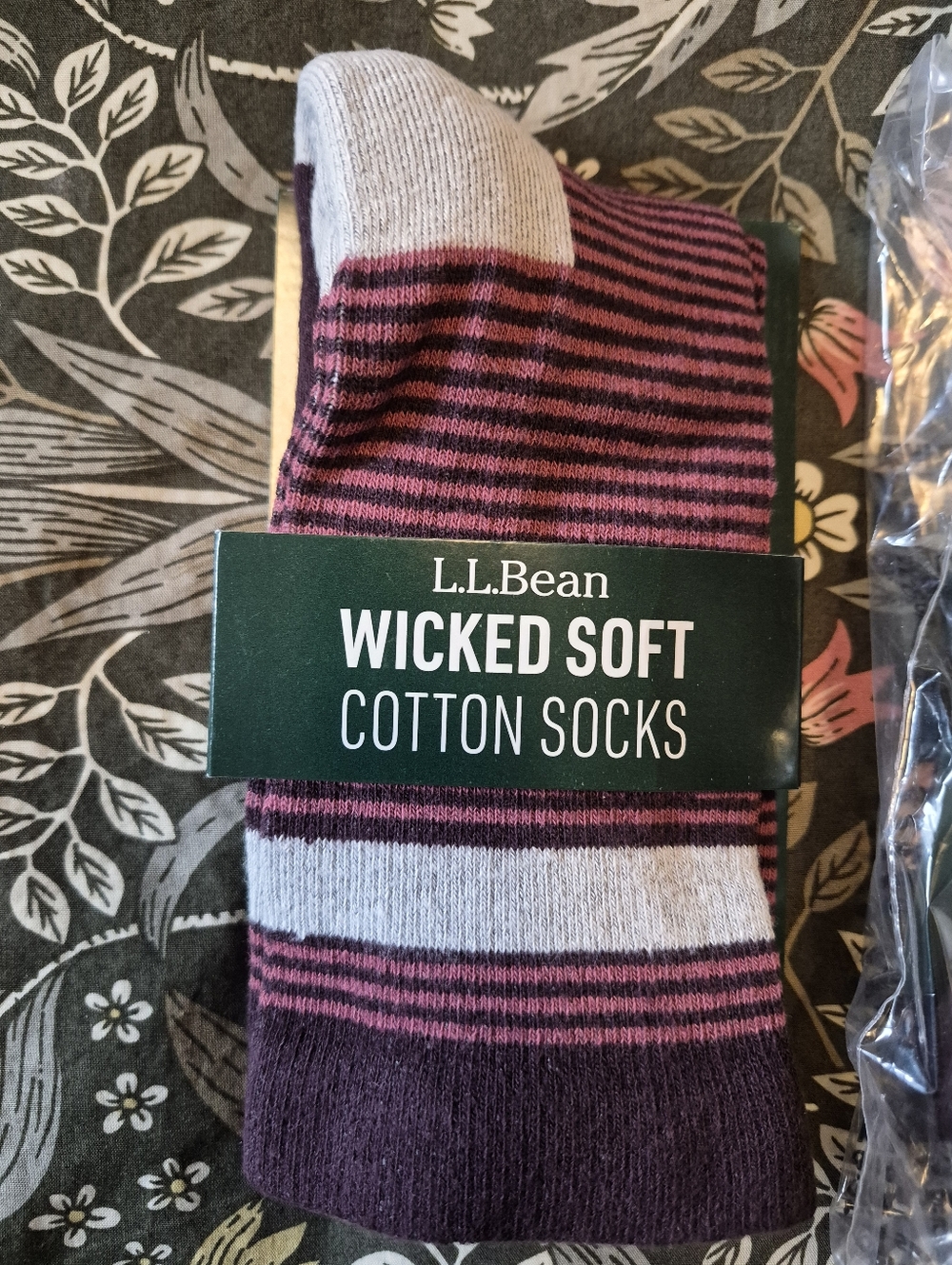 L.L. Bean Wicked Soft Crew Socks - Purple and Pink Stripes